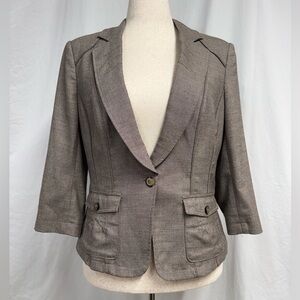 White House Black Market Brown Textured Weave Blazer
